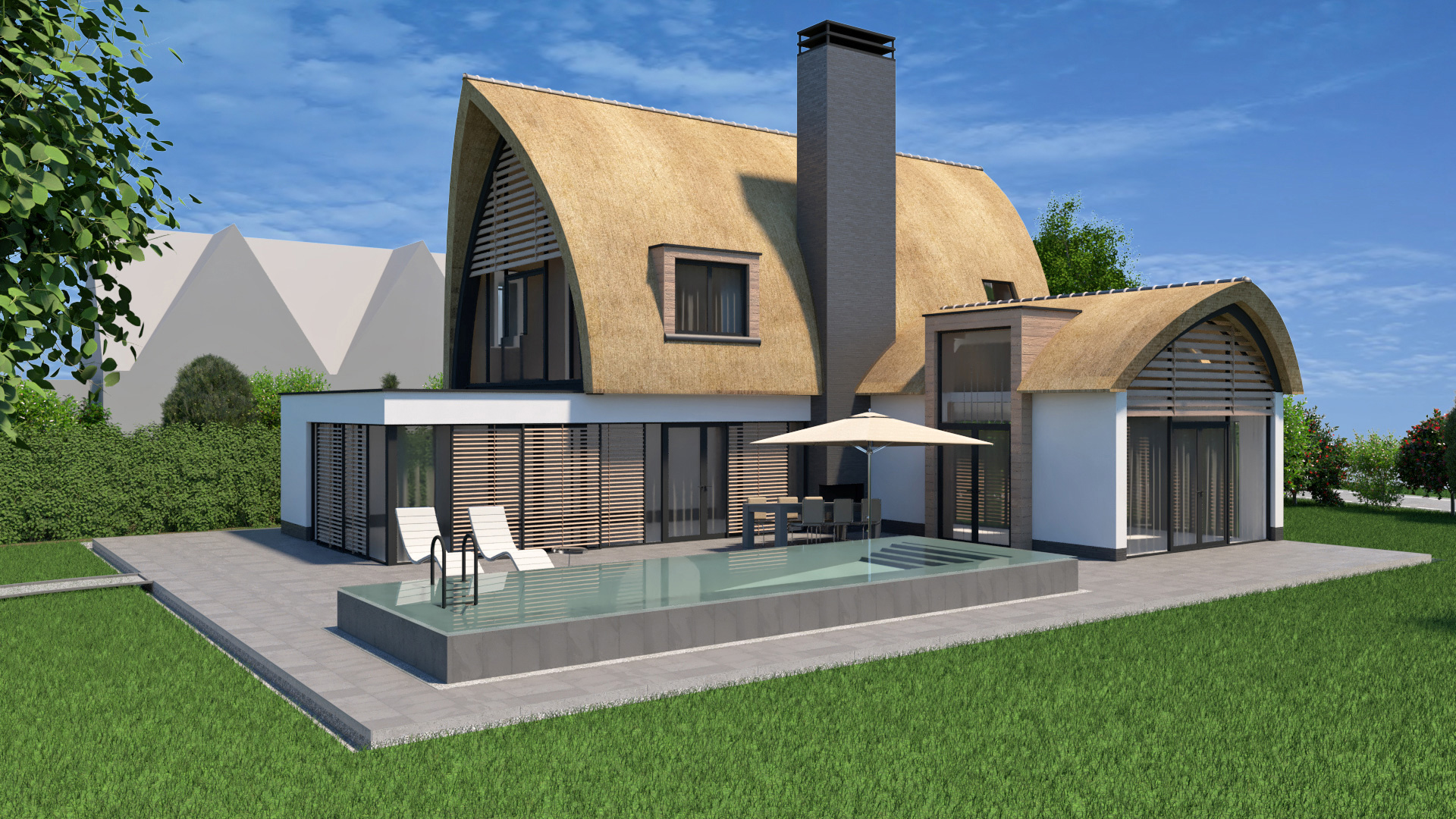 Nieuwbouw ontwerp voor vrijstaande woning in Kortenhoef aan de Loosdrechtse plassen door architect amsterdam Maxim Winkelaar