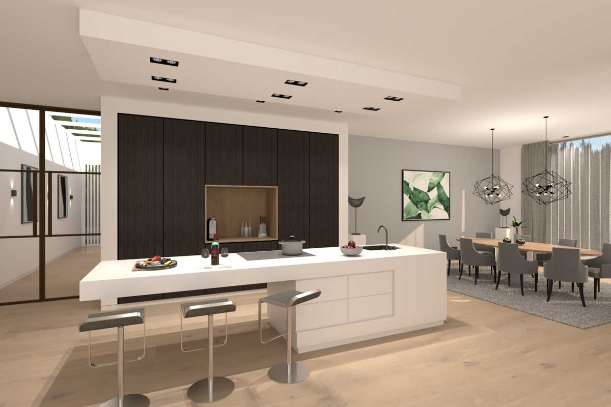 Moderne-witte-villa_Huizen_06 Ontwerp voor een nieuwbouwwoning in Huizen door Architect uit Amsterdam Maxim Winkelaar.