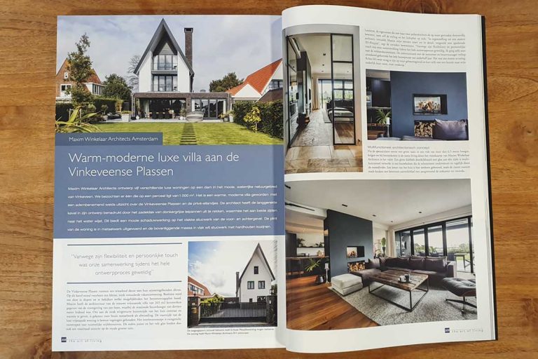 Nieuwbouwvilla in Vinkeveen aan de Vinkeveense Plassen ontwerp door Architect Maxim Winkelaar uit Amsterdam is gepubliceerd in het magazine The Art of Living.
