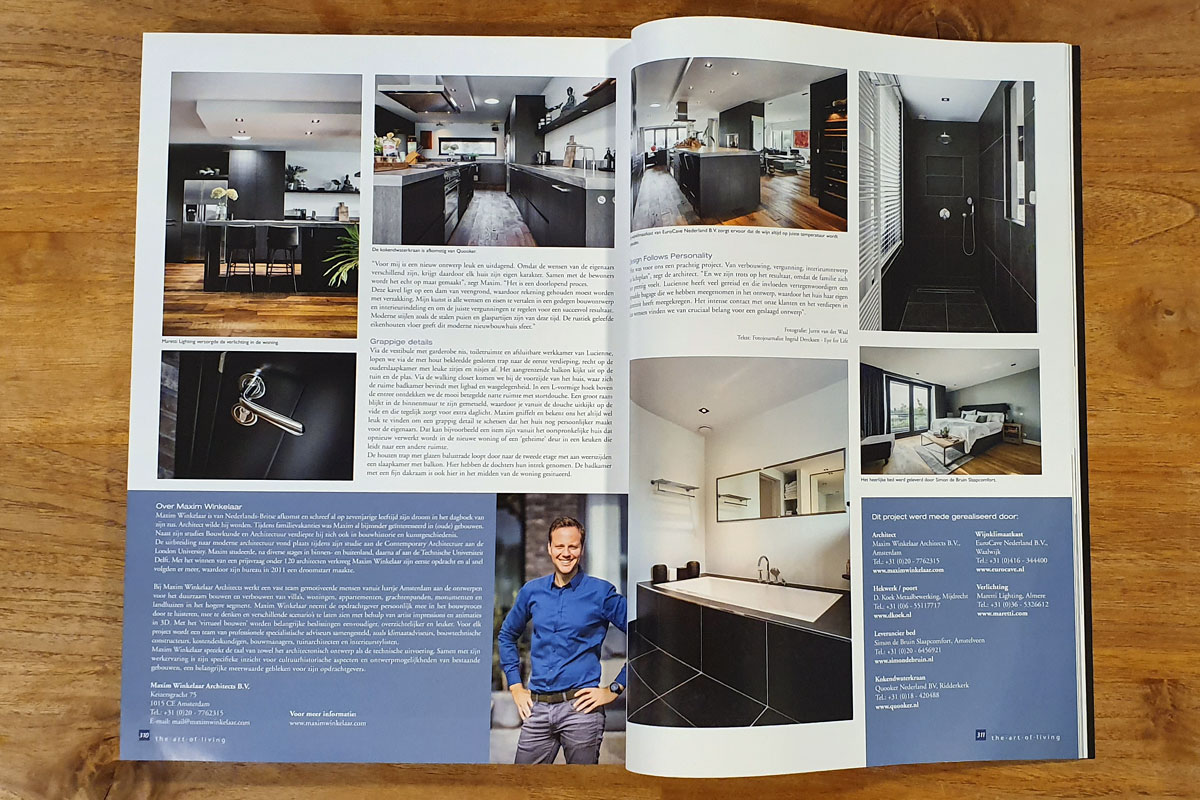 Art_of_living_02 Nieuwbouwvilla in Vinkeveen aan de Vinkeveense Plassen ontwerp door Architect Maxim Winkelaar uit Amsterdam is gepubliceerd in het magazine The Art of Living.